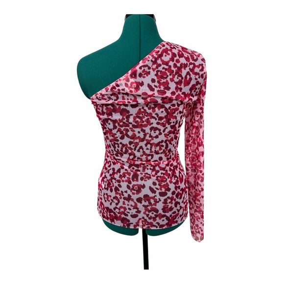 Baum Und Pferdgarten Jamaica One Shoulder Top Pink Leopard NWOT - Picture 2 of 7